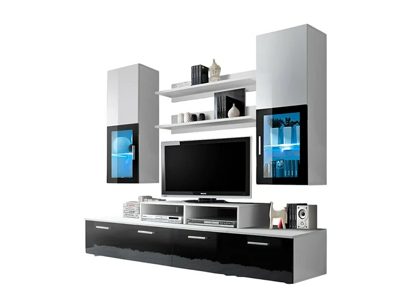 Wand TV-meubel 200cm Design. Collectie MINI in wit en zwart
