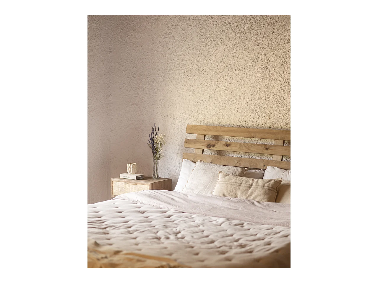 Cabecero de cama de madera maciza en tono roble oscuro de 180x73cm - BRUMA - DECOWOOD