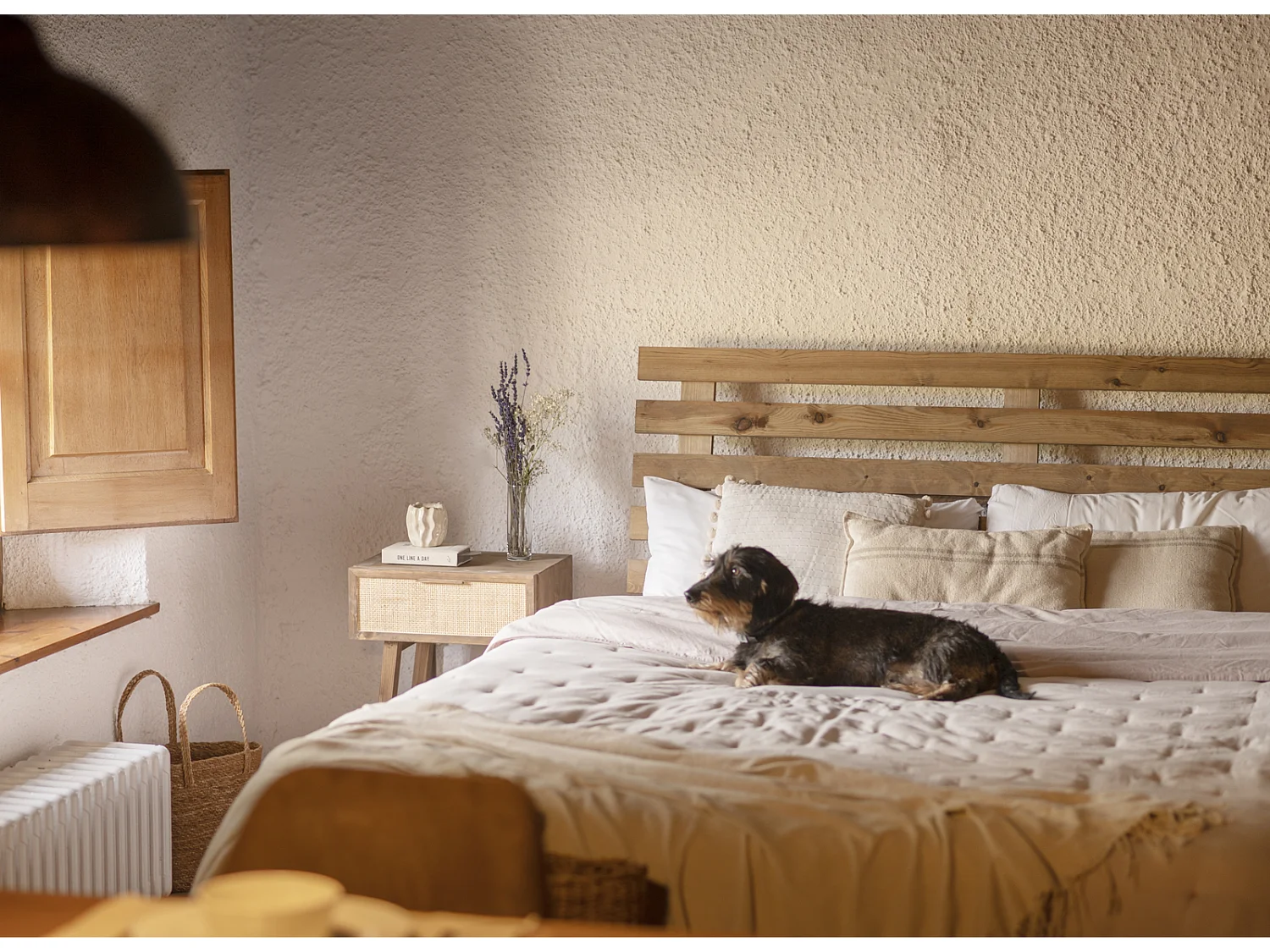 Tête de lit en bois de pin couleur vieilli 160x73cm - BRUMA - DECOWOOD