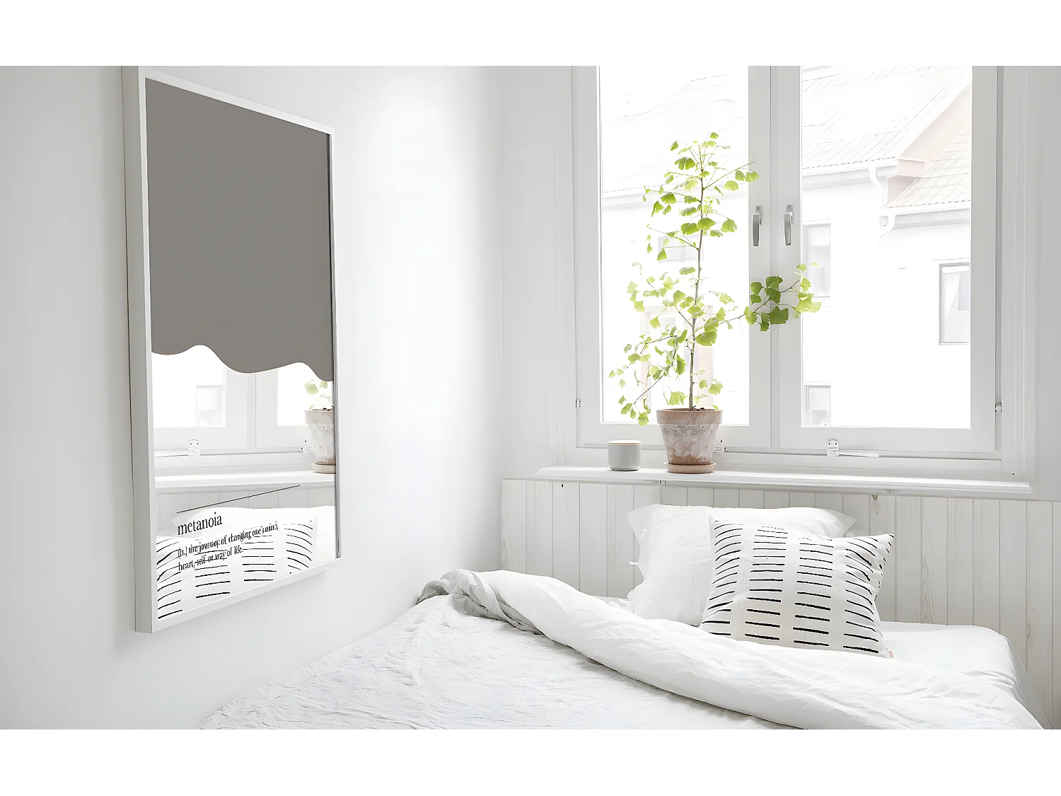 Tête de lit en bois de pin blanche 200x75cm - CAIRO - DECOWOOD