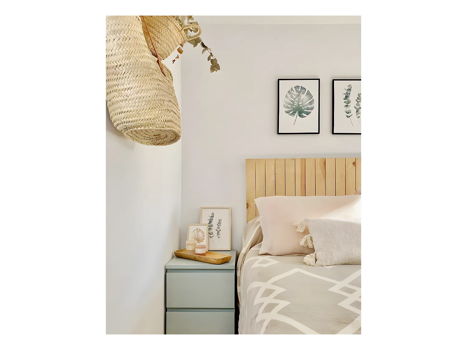 Cabecero de cama de madera maciza en tono natural de 160x80cm - ELLEN CANNAGE - DECOWOOD