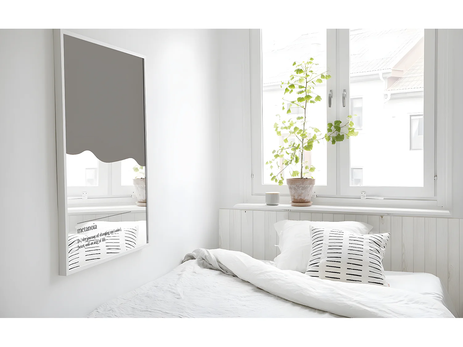 Tête de lit en bois de pin blanche 160x75cm - CAIRO - DECOWOOD