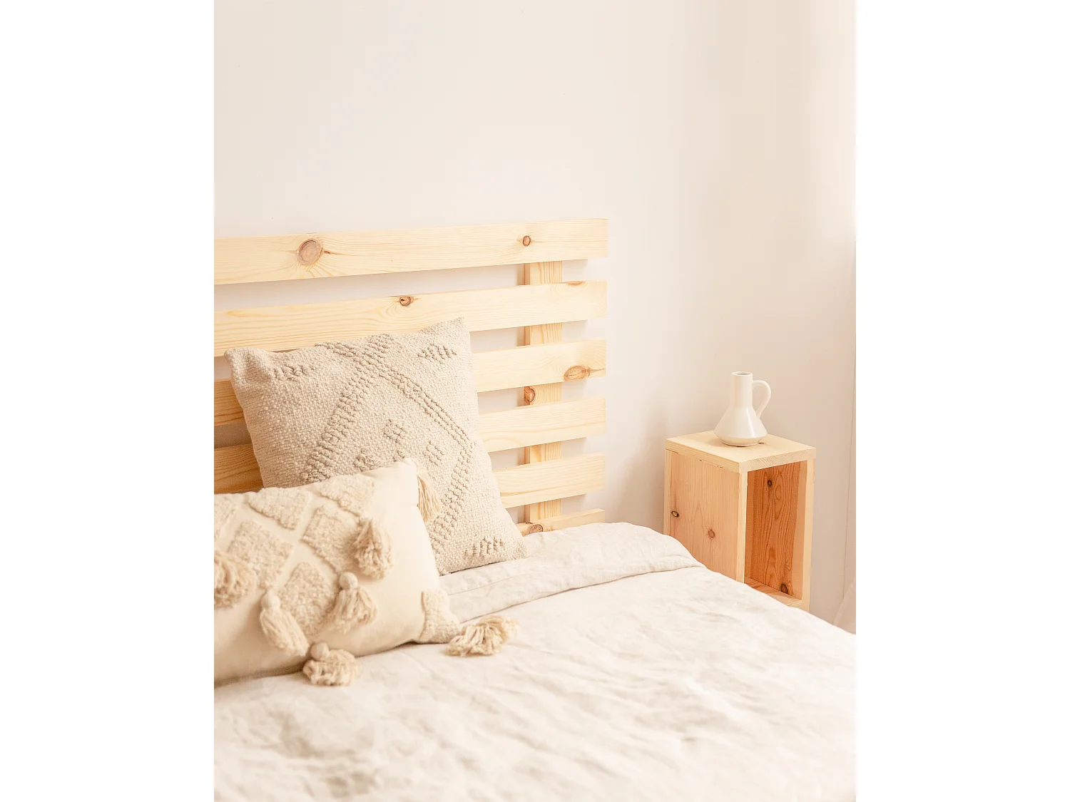 Tête de lit en bois de pin couleur naturelle 100x73cm - BRUMA - DECOWOOD