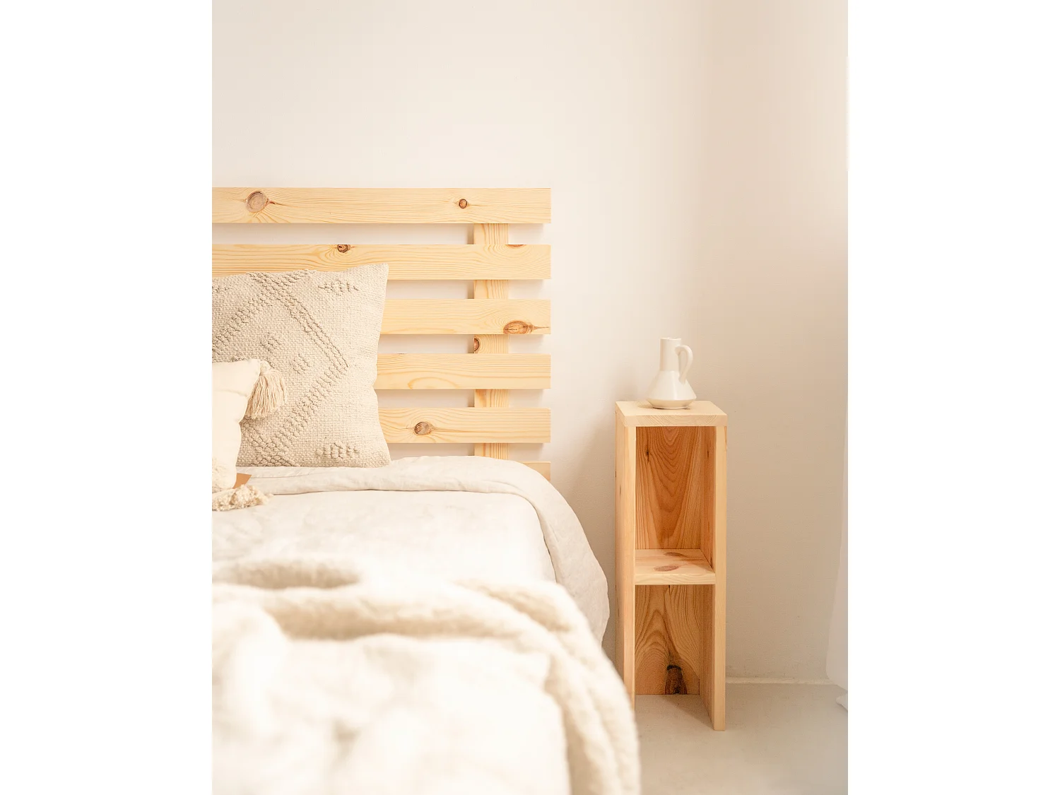 Tête de lit en bois de pin couleur naturelle 100x73cm - BRUMA - DECOWOOD