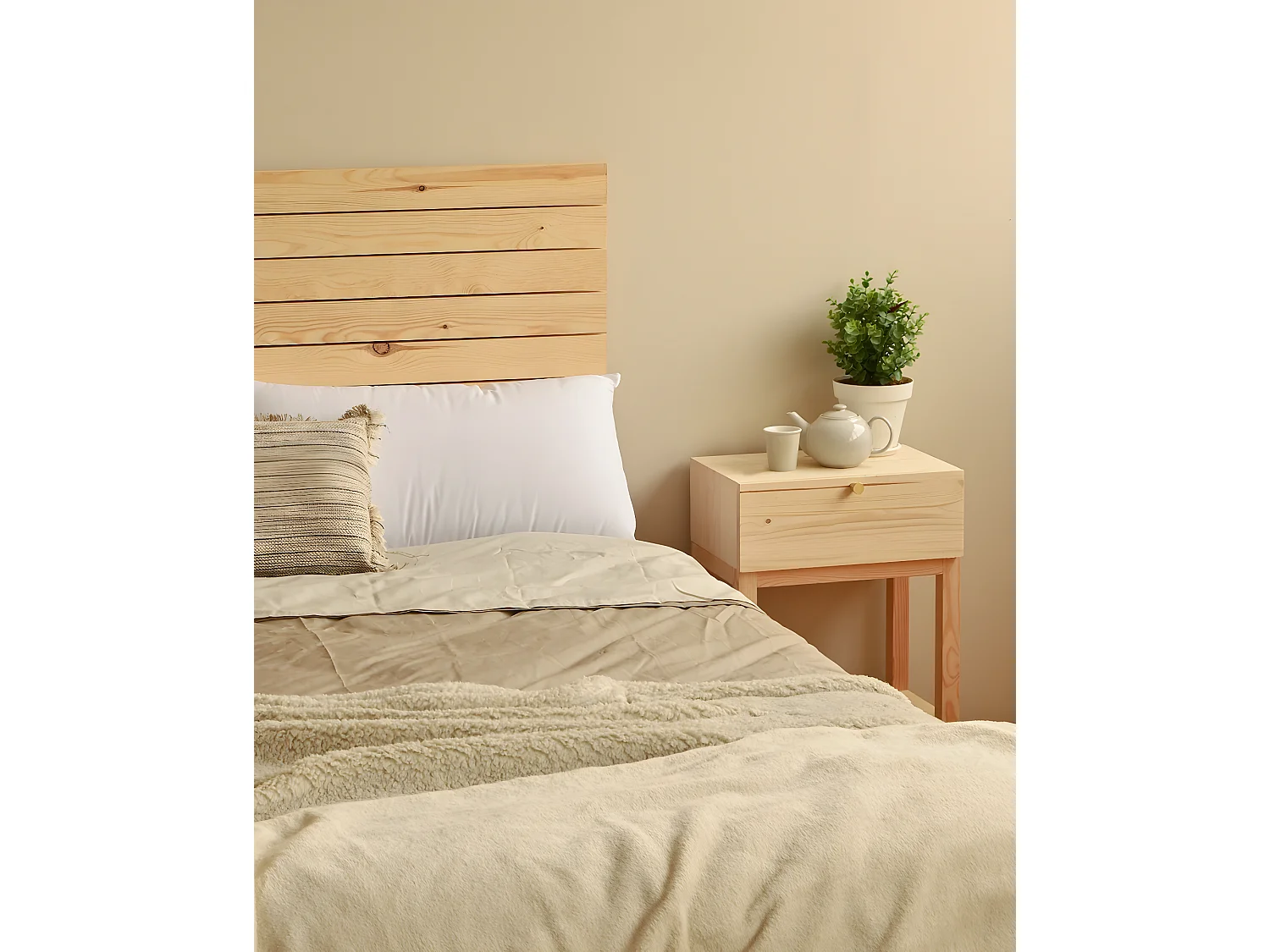 Tête de lit en bois de pin naturelle 160x80cm - CAIRO - DECOWOOD