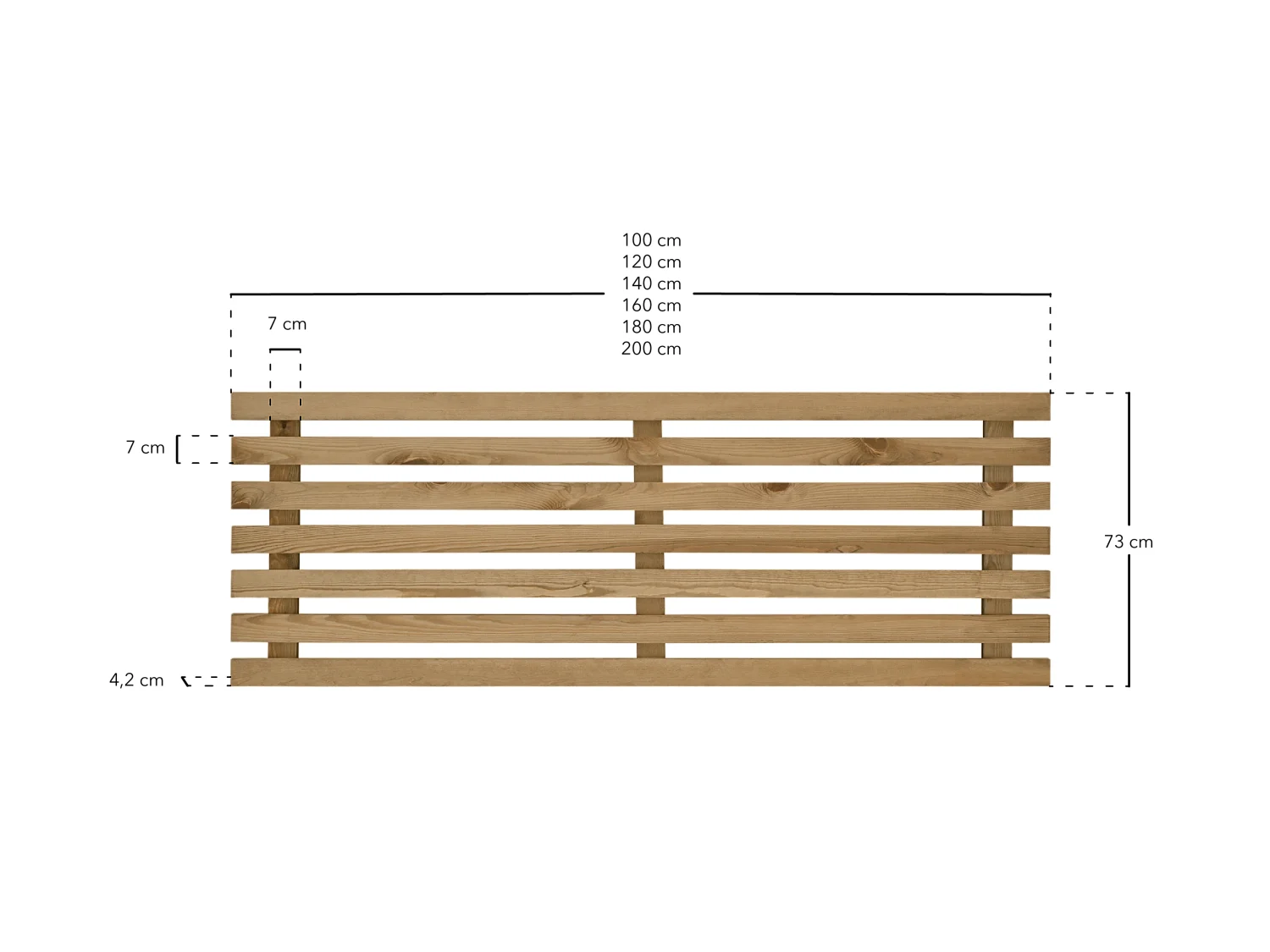 Cabecero de cama de madera maciza en tono roble oscuro de 100x73cm - BRUMA - DECOWOOD