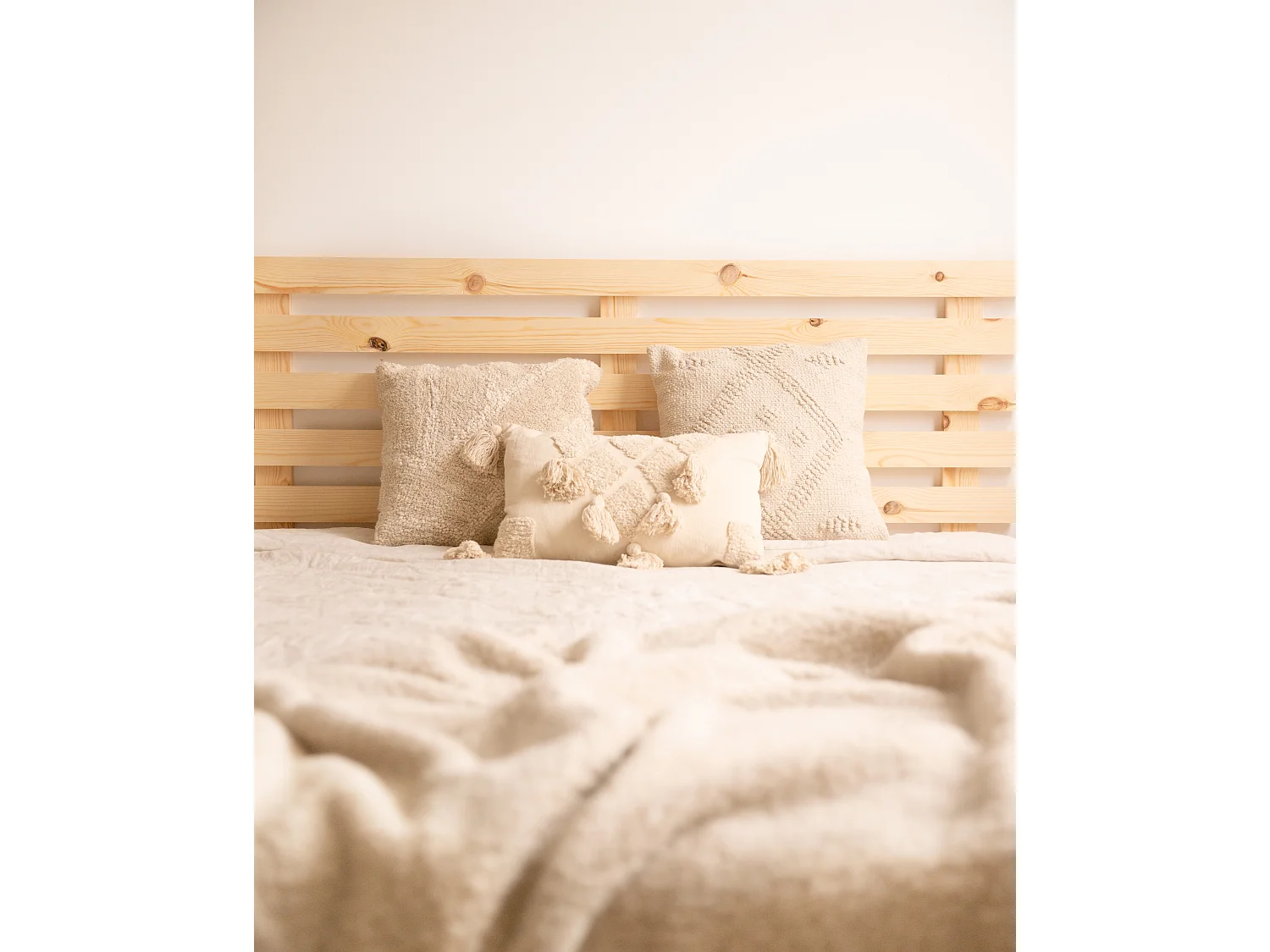 Tête de lit en bois de pin couleur naturelle 200x73cm - BRUMA - DECOWOOD