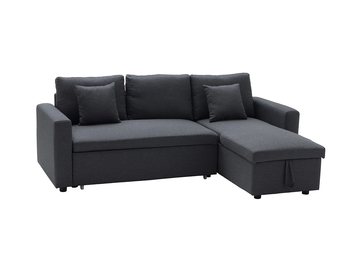 Canapé d'angle convertible CLARK 3 places gris chiné - HAPPY GARDEN