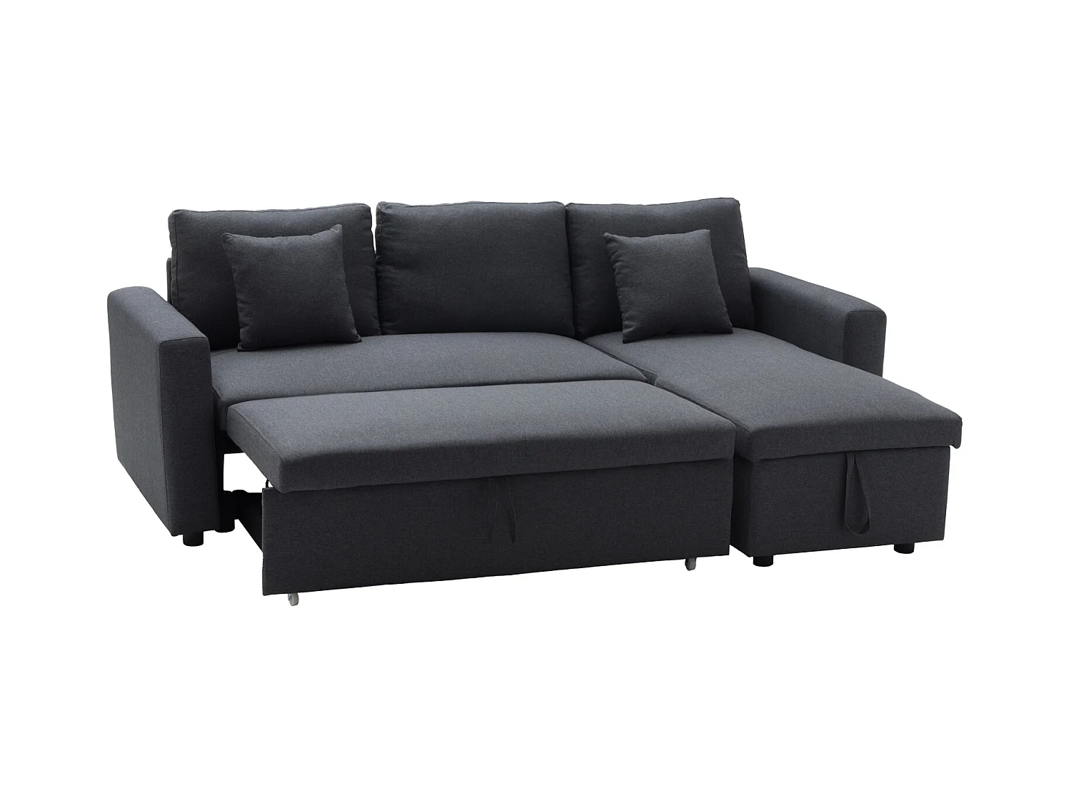 Canapé d'angle convertible CLARK 3 places gris chiné - HAPPY GARDEN