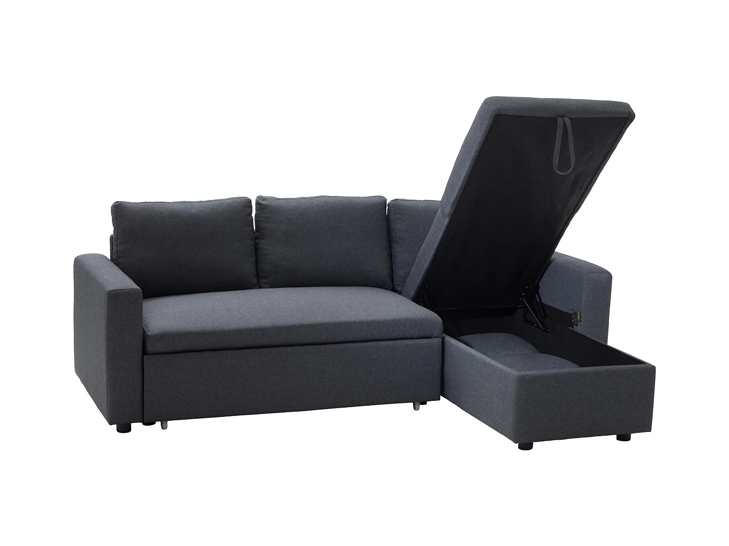 Canapé d'angle convertible CLARK 3 places gris chiné - HAPPY GARDEN