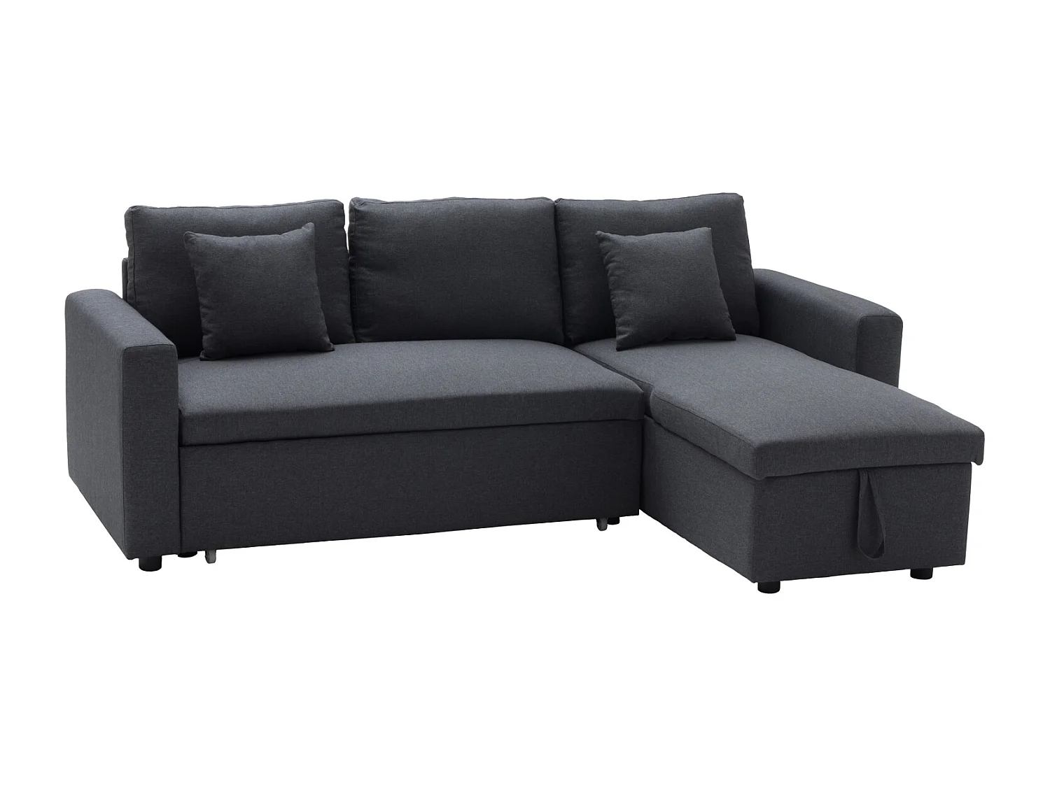 Canapé d'angle convertible CLARK 3 places gris chiné - HAPPY GARDEN