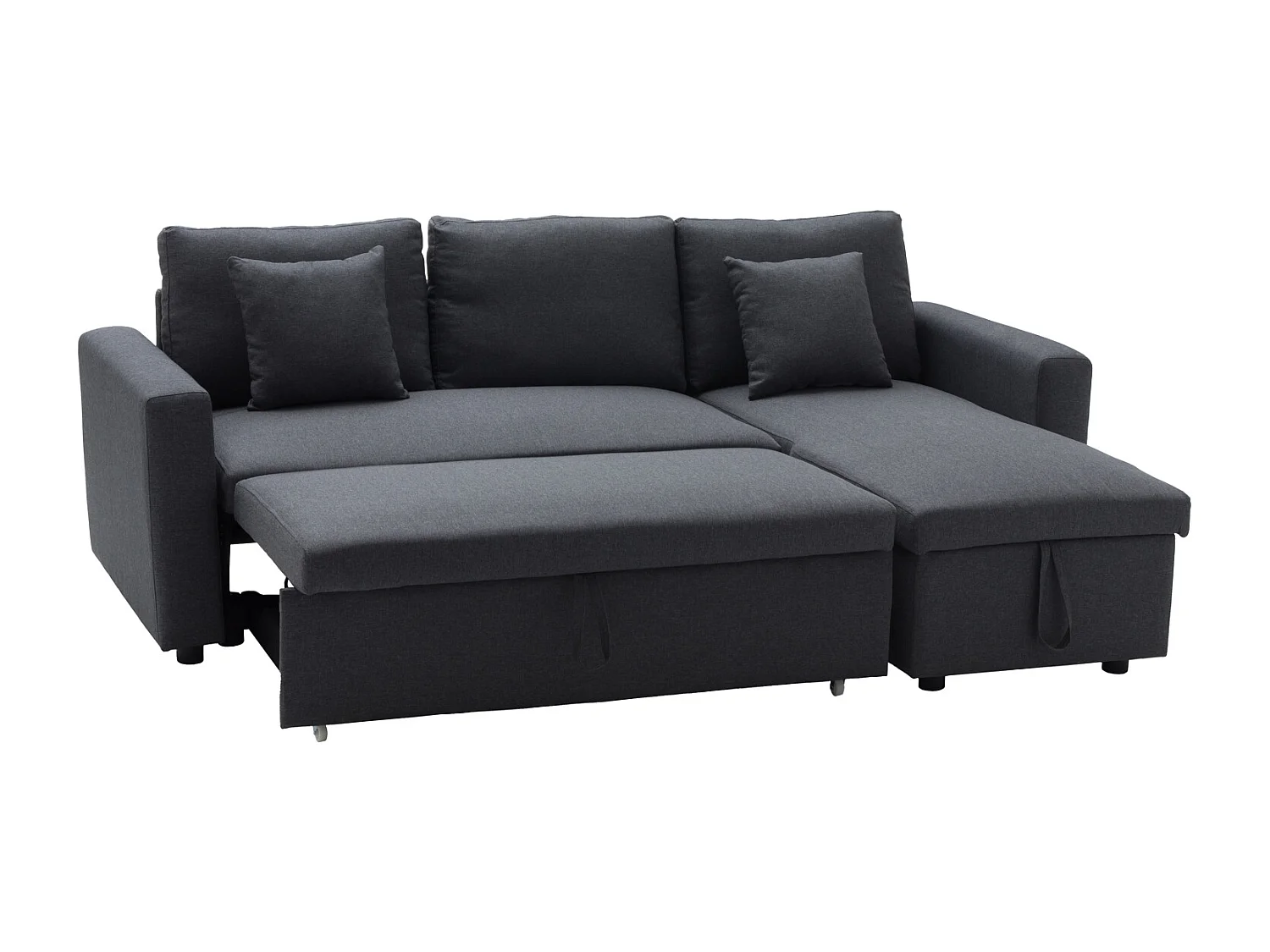 Canapé d'angle convertible CLARK 3 places gris chiné - HAPPY GARDEN