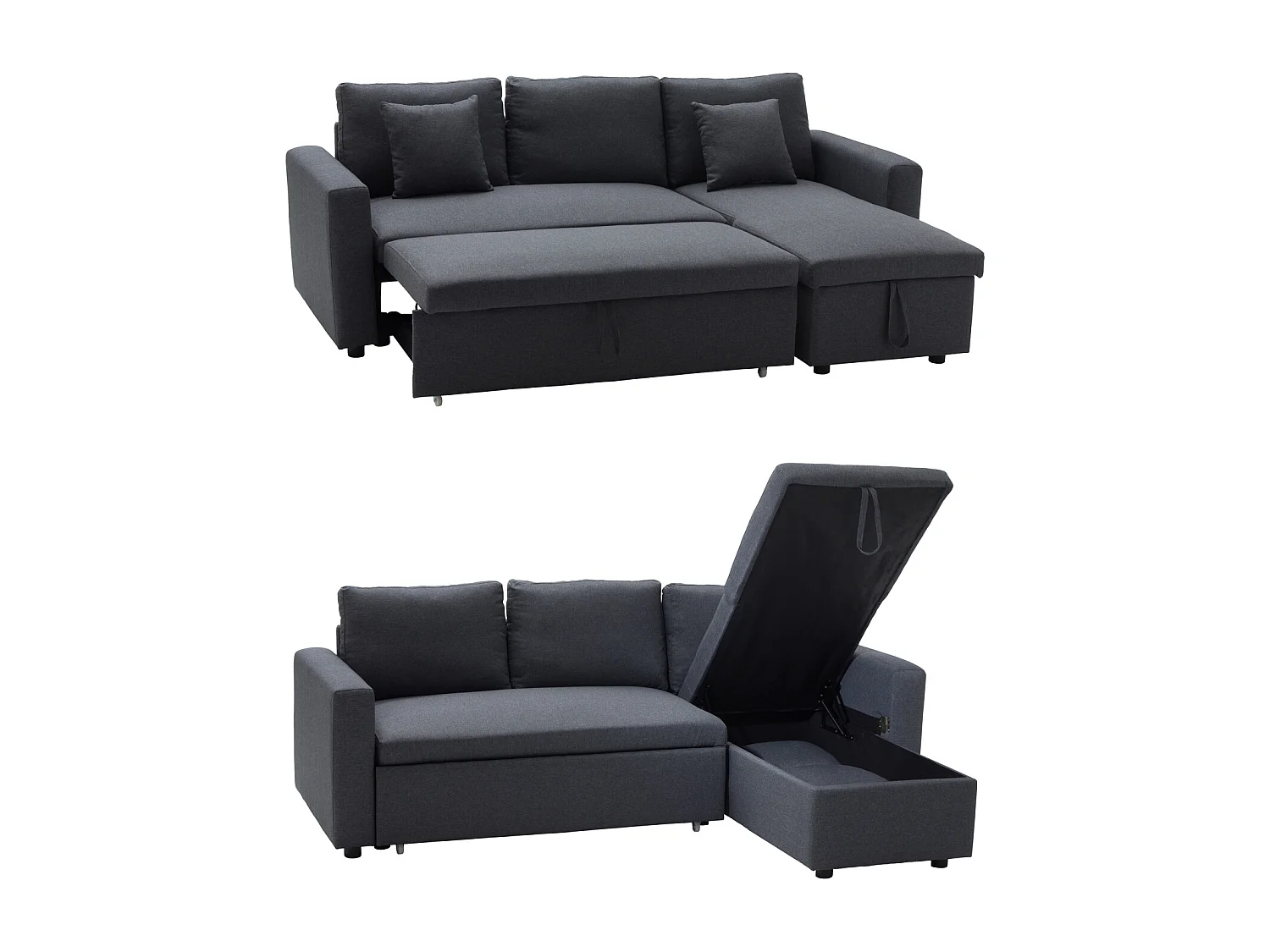 Canapé d'angle convertible CLARK 3 places gris chiné - HAPPY GARDEN