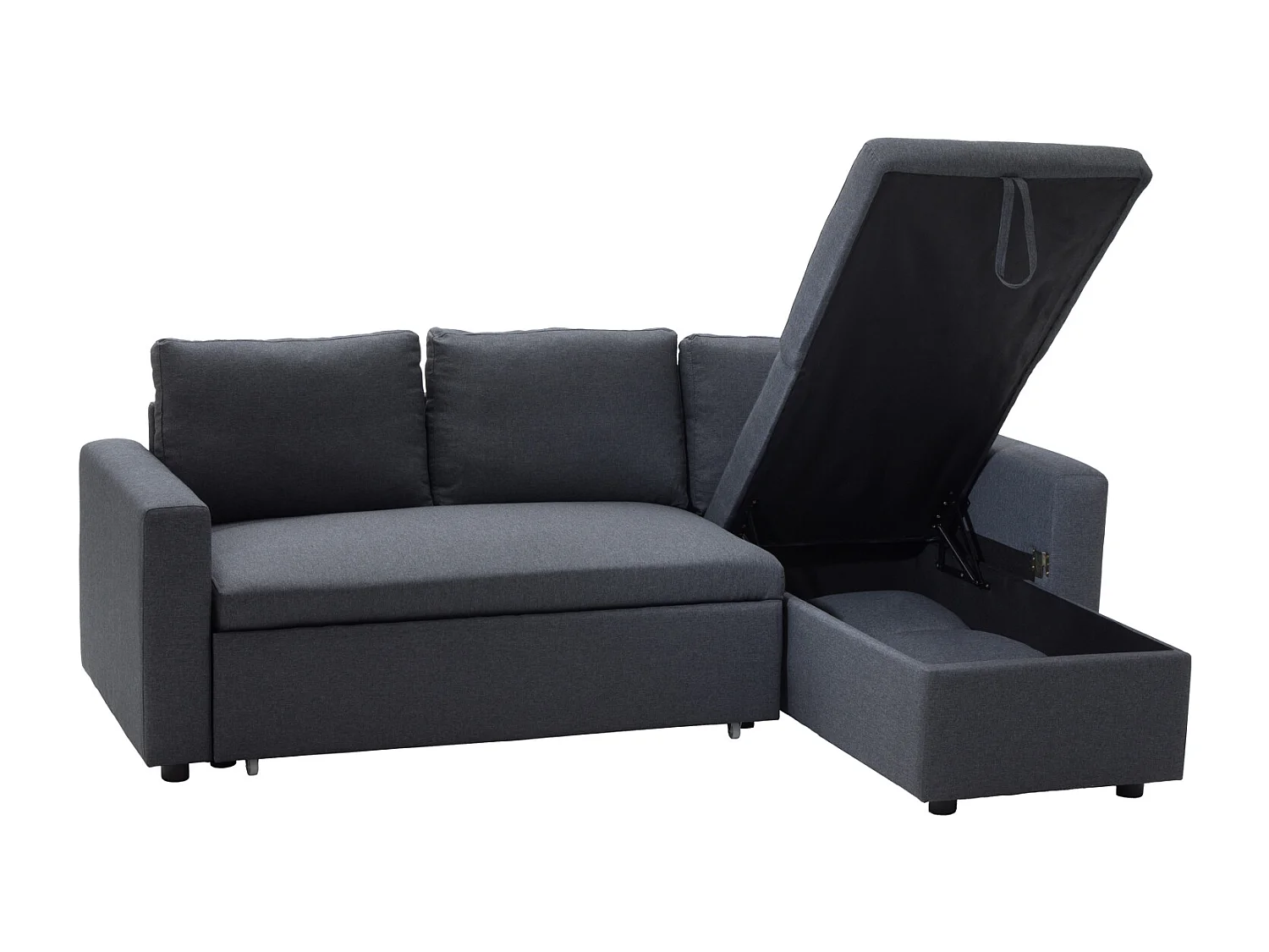 Canapé d'angle convertible CLARK 3 places gris chiné - HAPPY GARDEN