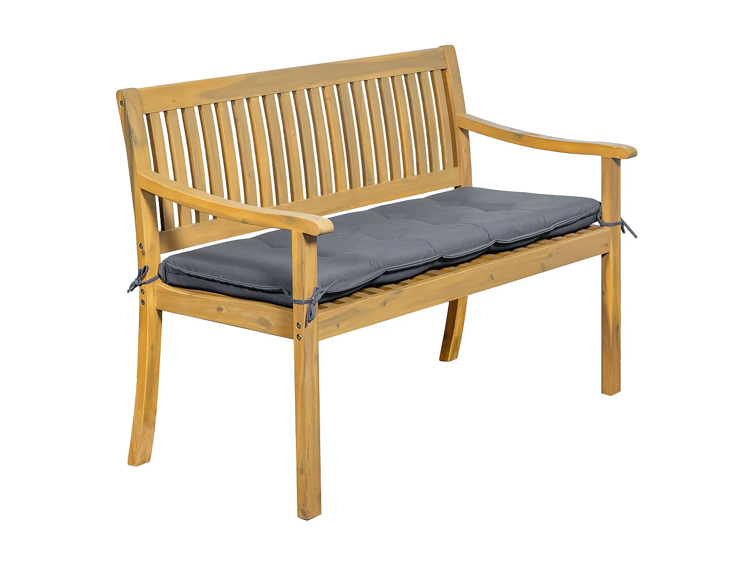 Banc en acacia SIMILAN - coussins gris - HAPPY GARDEN