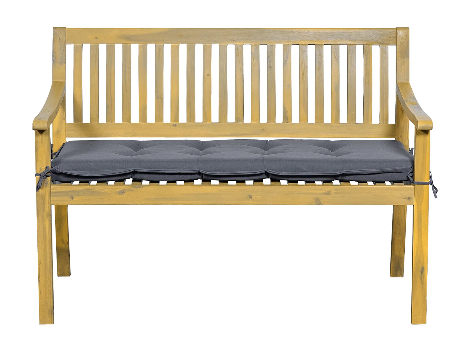 Banc en acacia SIMILAN - coussins gris - HAPPY GARDEN