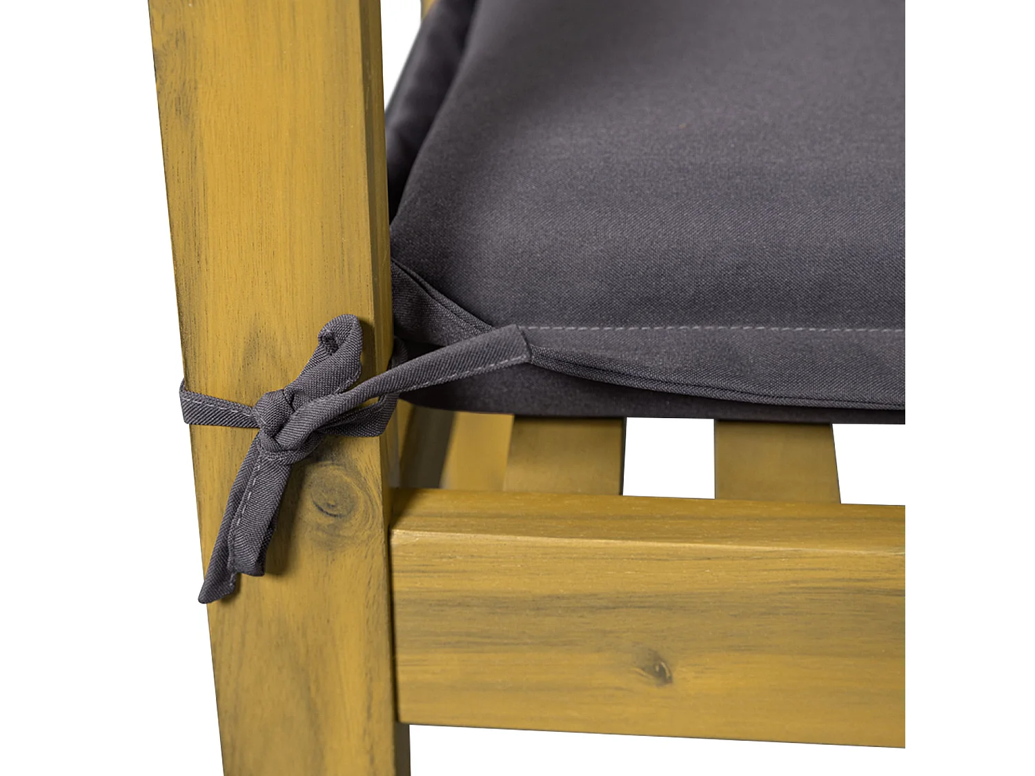 Banc en acacia SIMILAN - coussins gris - HAPPY GARDEN