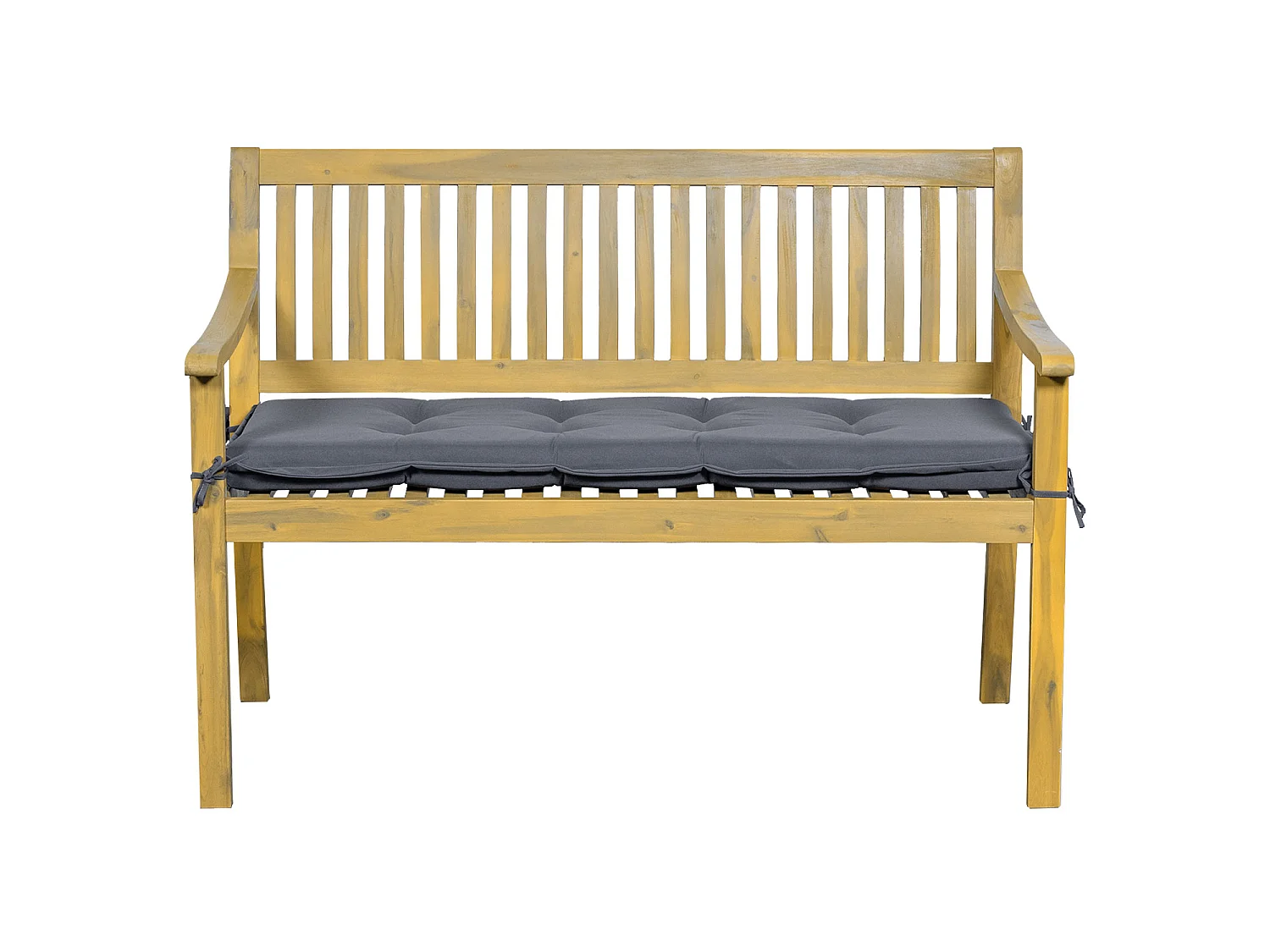 Banc en acacia SIMILAN - coussins gris - HAPPY GARDEN