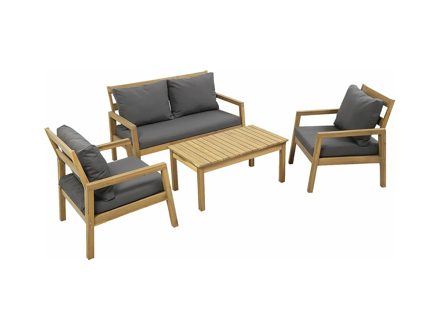 Acacia ARUBA tuinset 4 zits - grijze kussens