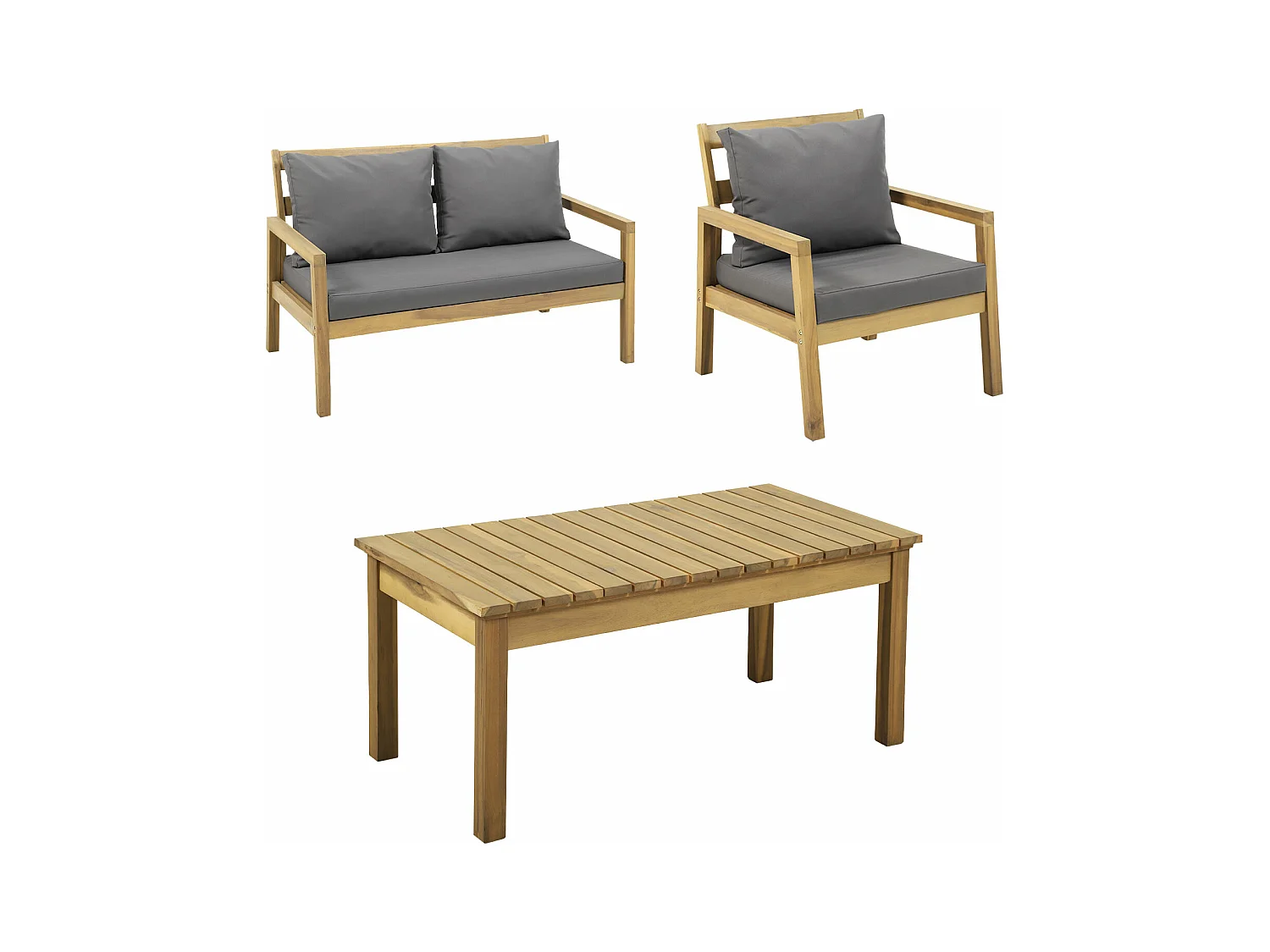 Acacia ARUBA tuinset 4 zits - grijze kussens