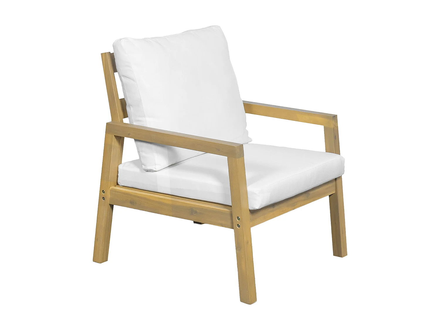 Salon de jardin ARUBA en acacia 4 places - coussins crème - HAPPY GARDEN