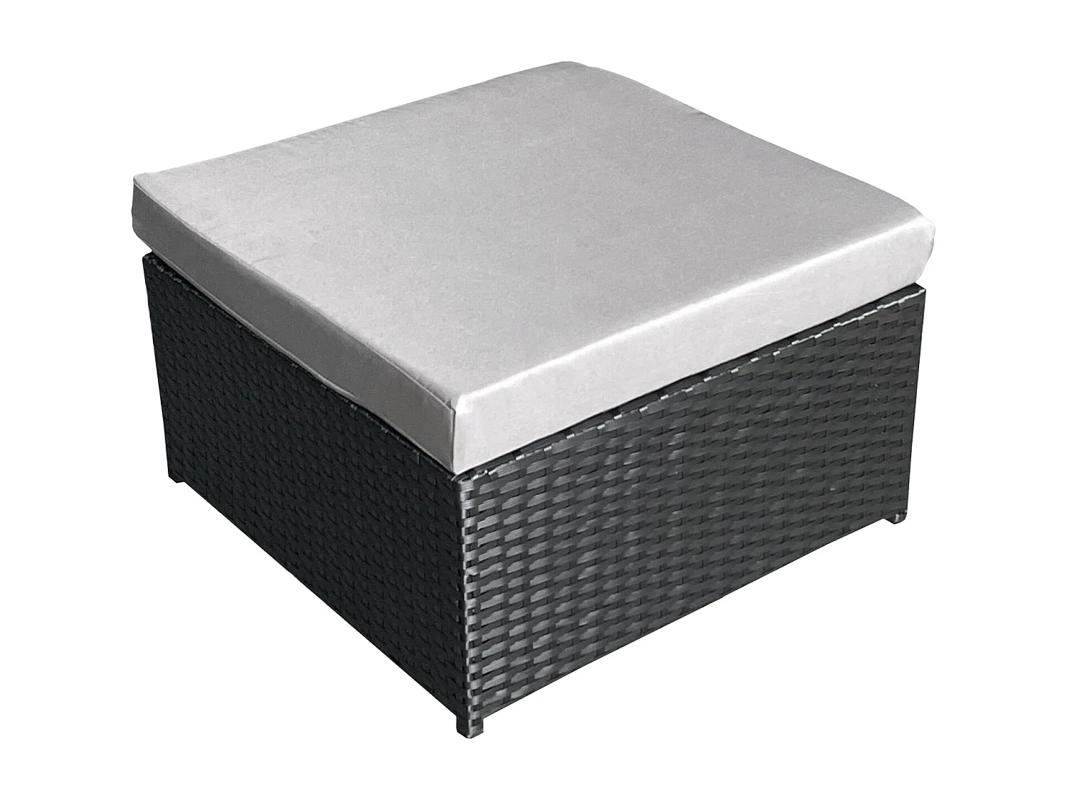 Gartenmöbel BONIFACIO aus schwarzem Harzgeflecht 6 Sitzplätze - graues Kissen