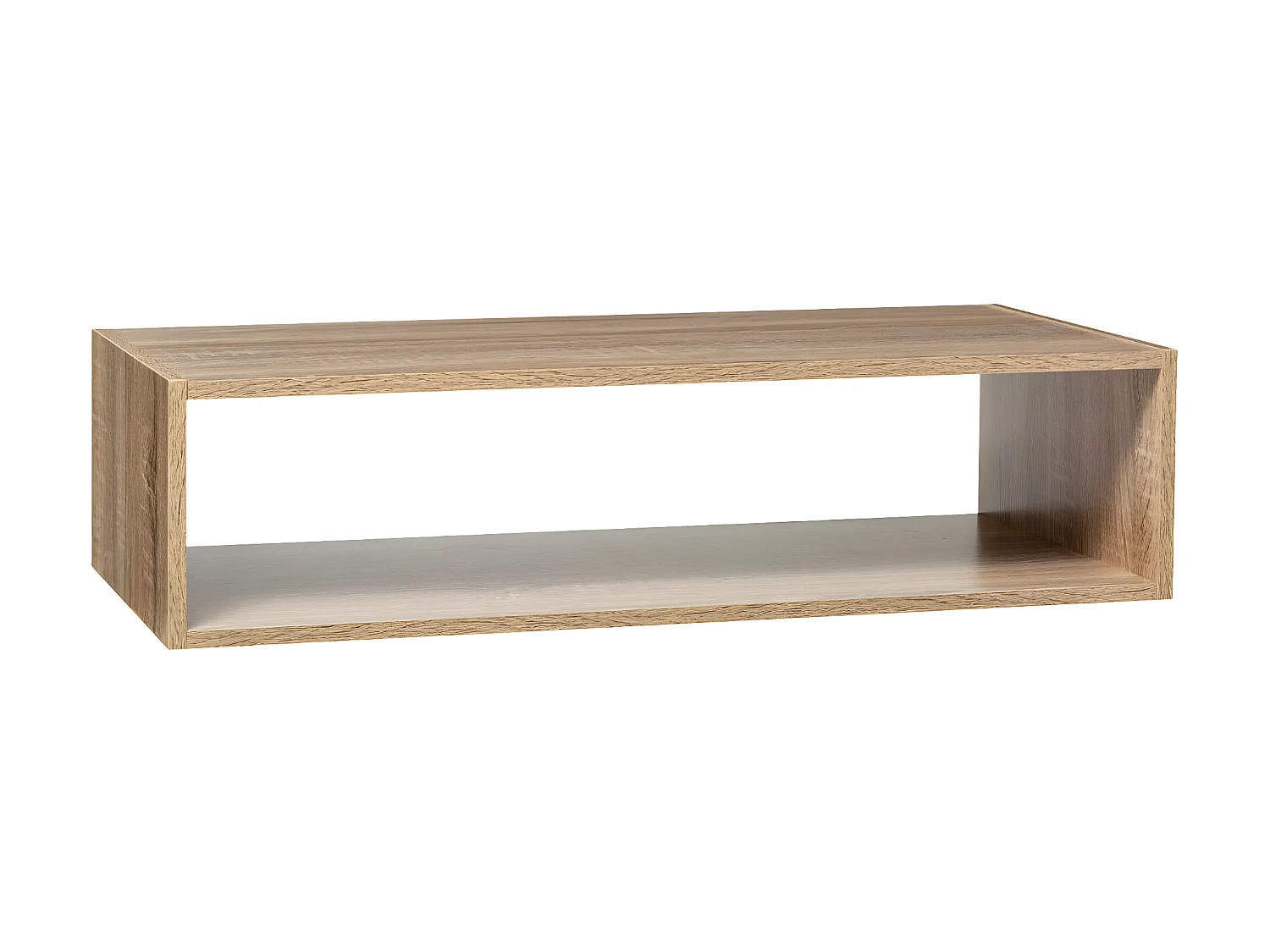 Meuble Étagère rectangulaire effet chêne naturel H 17 cm - à poser ou mural