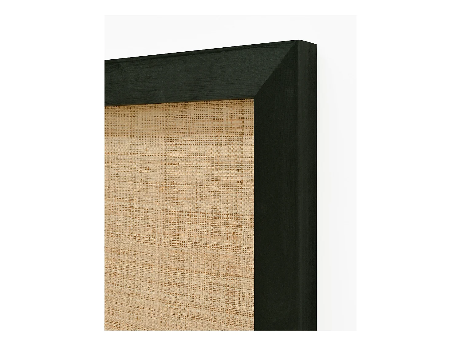 Testiera del letto in legno massello e rafia in tono nero 160x60cm - ELLEN RAFIA - DECOWOOD