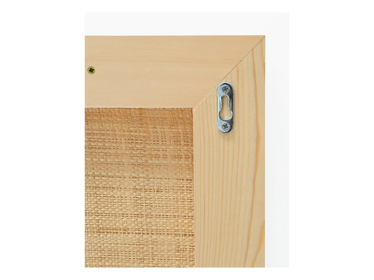 Testiera del letto in legno massello e rafia in tono naturale 160x60cm - ELLEN RAFIA - DECOWOOD