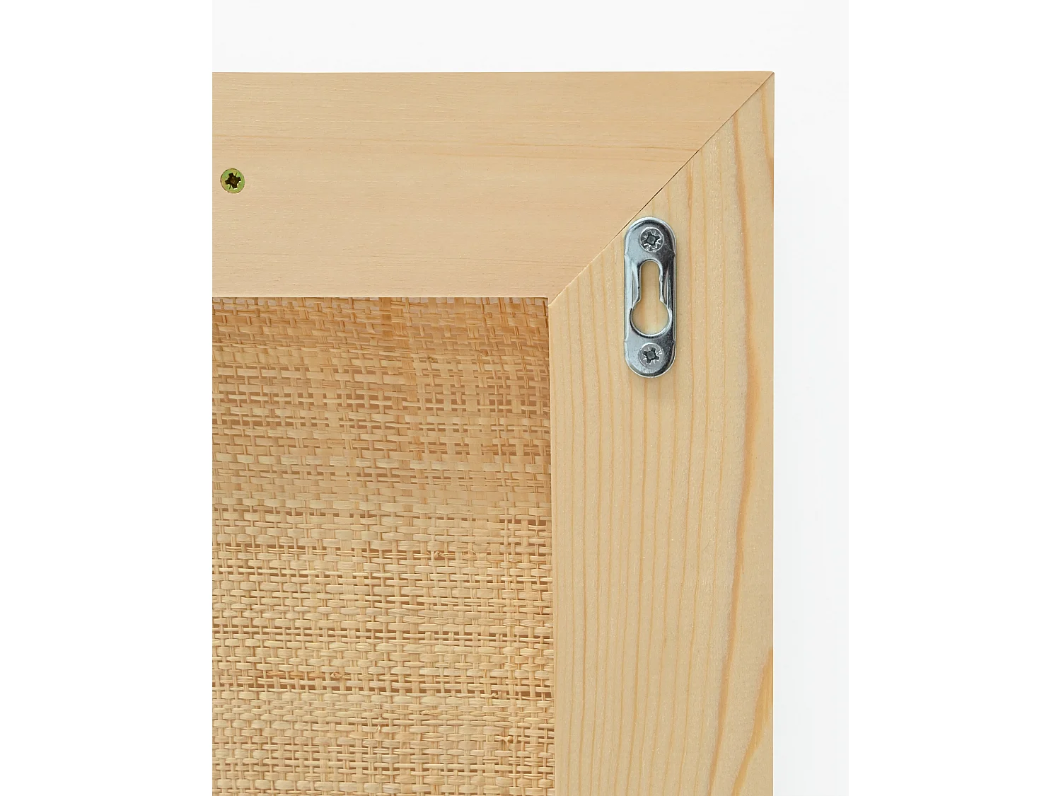 Testiera del letto in legno massello e rafia in tono naturale 160x60cm - ELLEN RAFIA - DECOWOOD