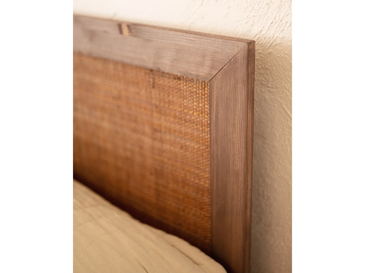 Tête de lit en bois de pin et raphia marron 100x60cm - OLIVIA - DECOWOOD