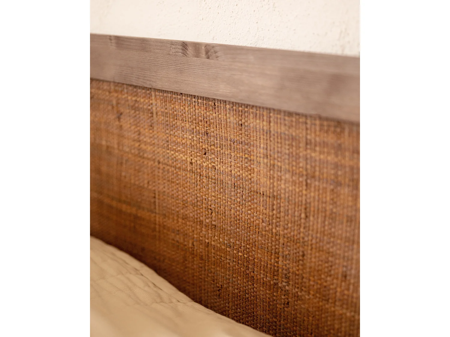 Tête de lit en bois de pin et raphia marron 100x60cm - OLIVIA - DECOWOOD
