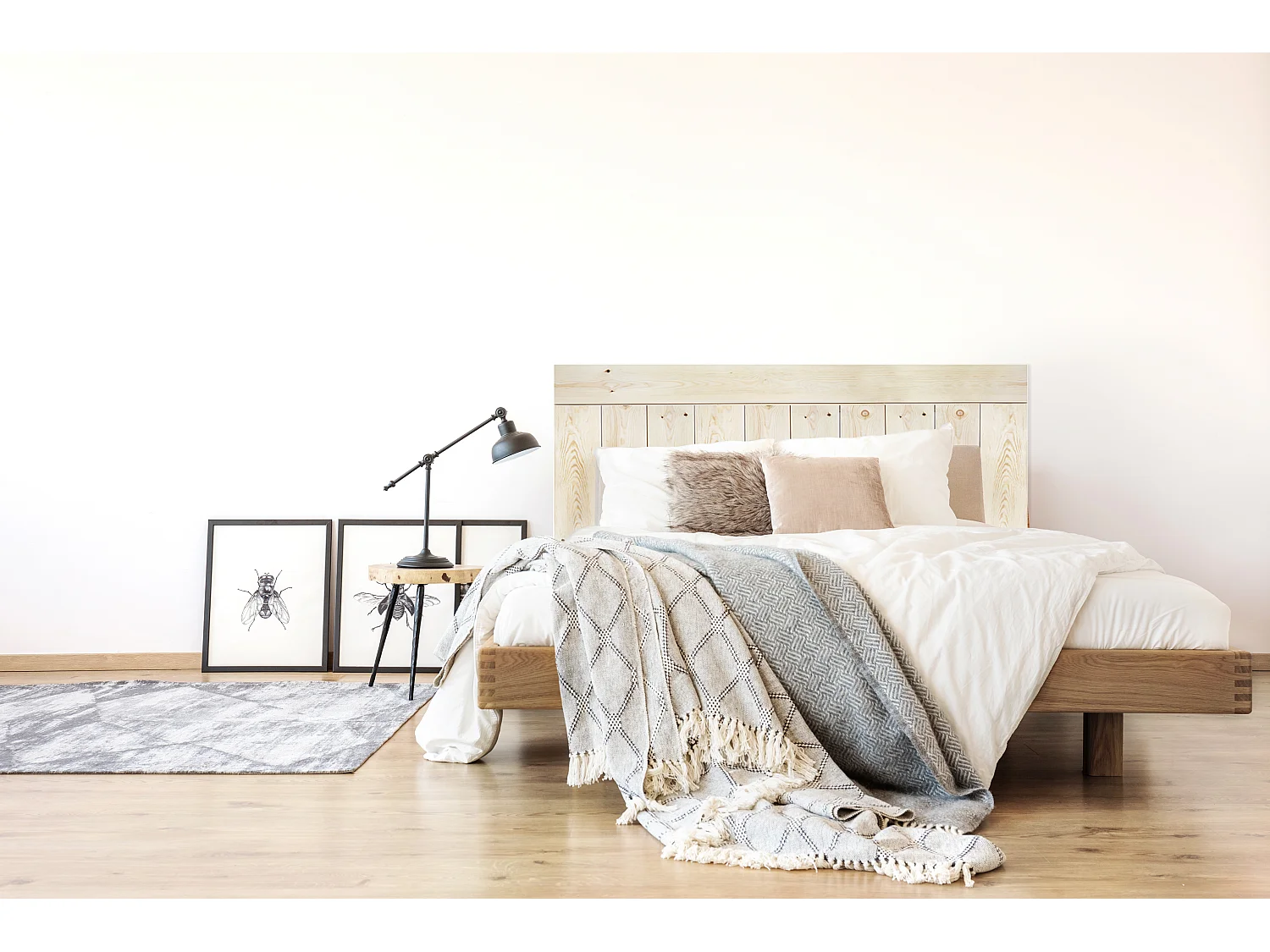 Tête de lit en bois de pin naturelle 160x80cm - IRATI - DECOWOOD