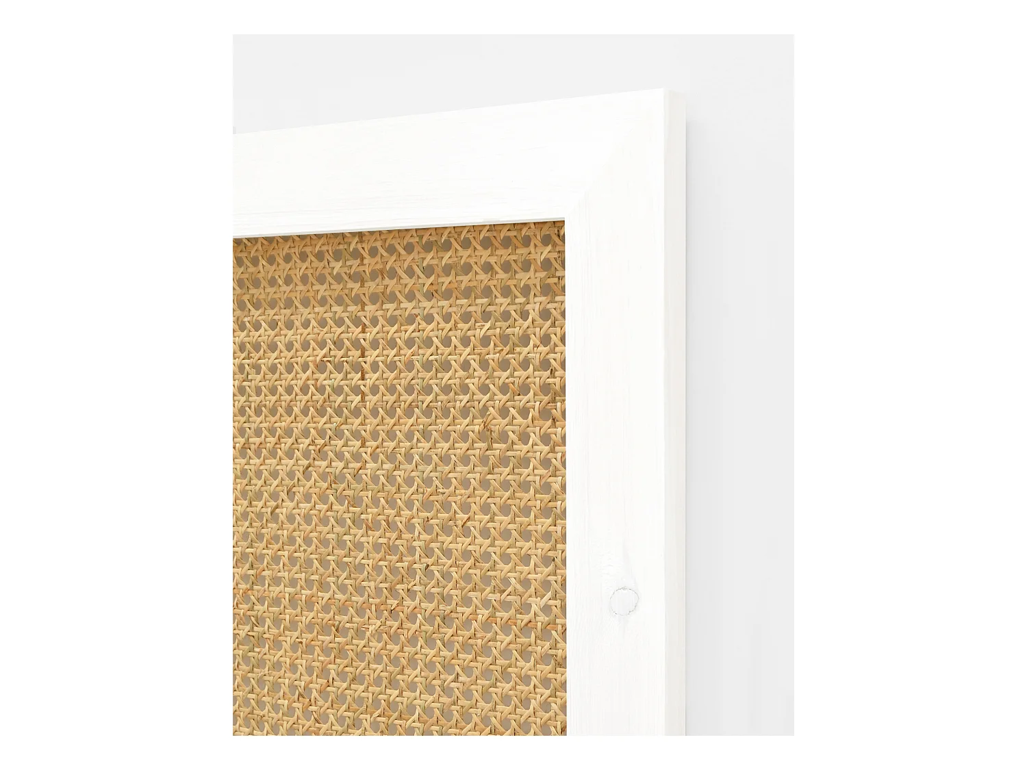 Testiera del letto in legno massello e cannage tono bianco 100x60cm - ELLEN CANNAGE - DECOWOOD