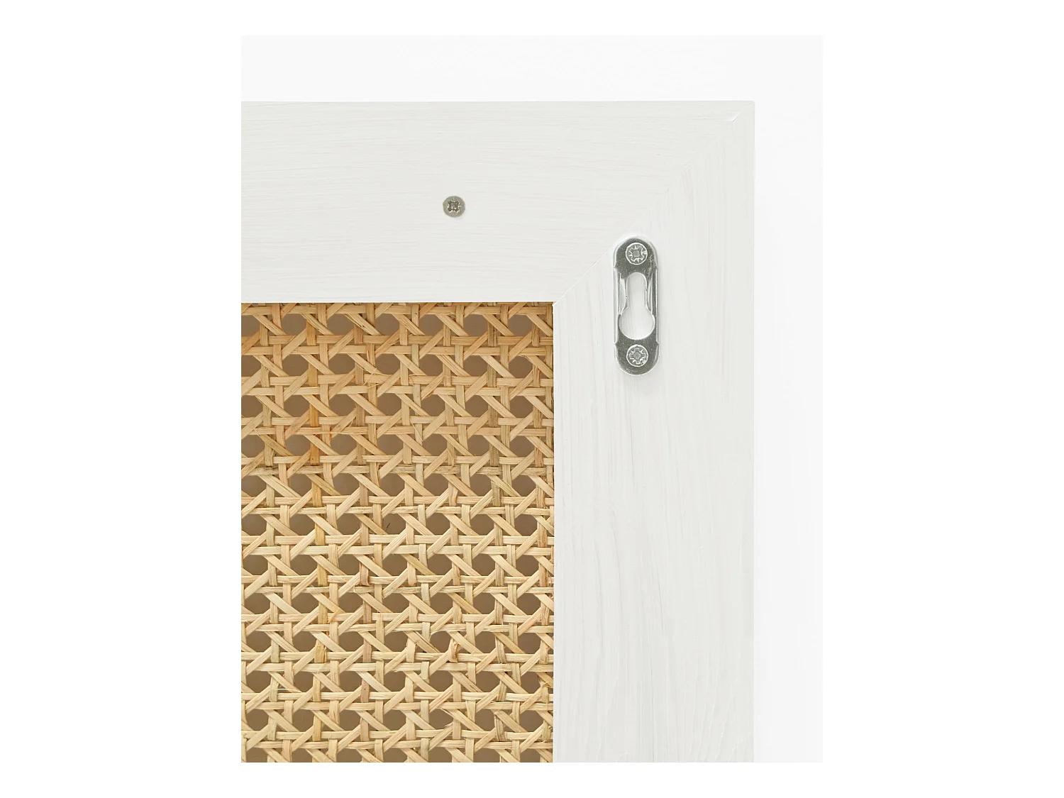 Testiera del letto in legno massello e cannage tono bianco 100x60cm - ELLEN CANNAGE - DECOWOOD