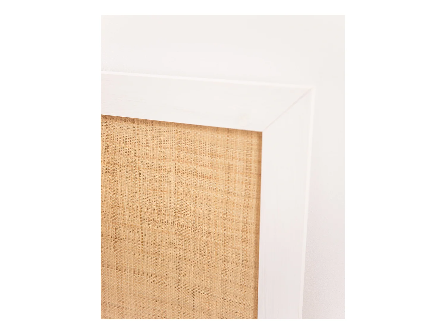 Testiera del letto in legno massello e rafia in tono bianco 200x60cm - ELLEN RAFIA - DECOWOOD