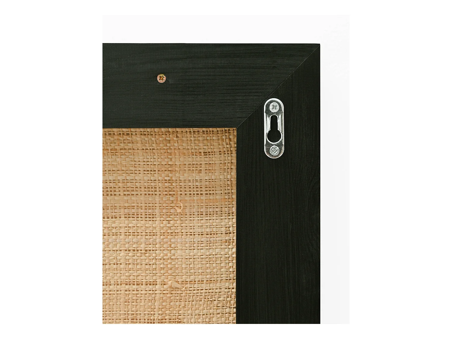 Testiera del letto in legno massello e rafia in tono nero 140x60cm - ELLEN RAFIA - DECOWOOD