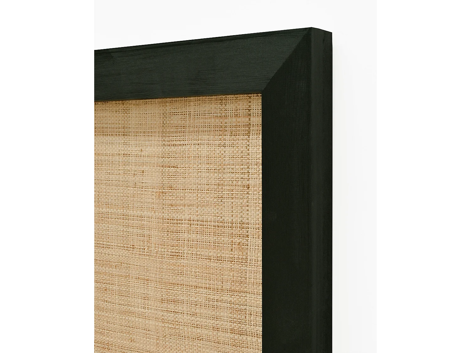 Testiera del letto in legno massello e rafia in tono nero 140x60cm - ELLEN RAFIA - DECOWOOD