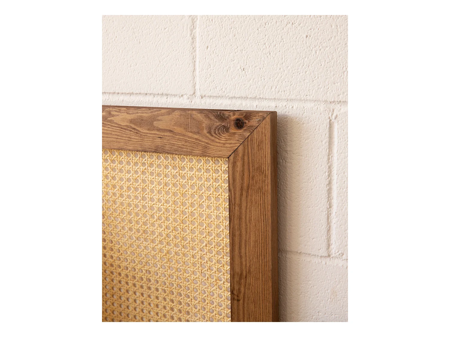 Cabecero de cama de madera maciza y cannage en tono roble oscuro de 100x60cm - ELLEN CANNAGE - DECOWOOD