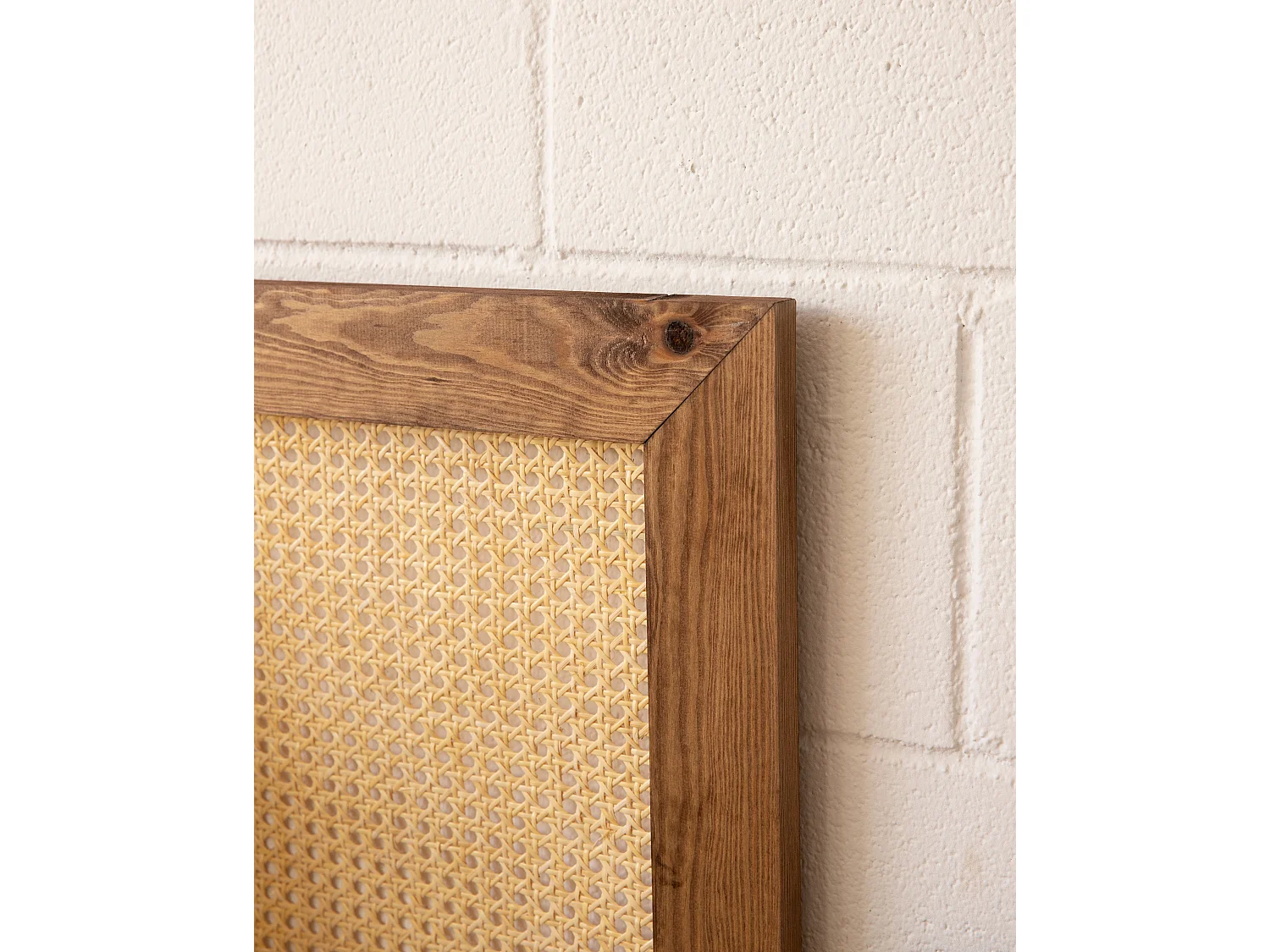 Testiera del letto in legno massello e cannage tono marrone 100x60cm - ELLEN CANNAGE - DECOWOOD