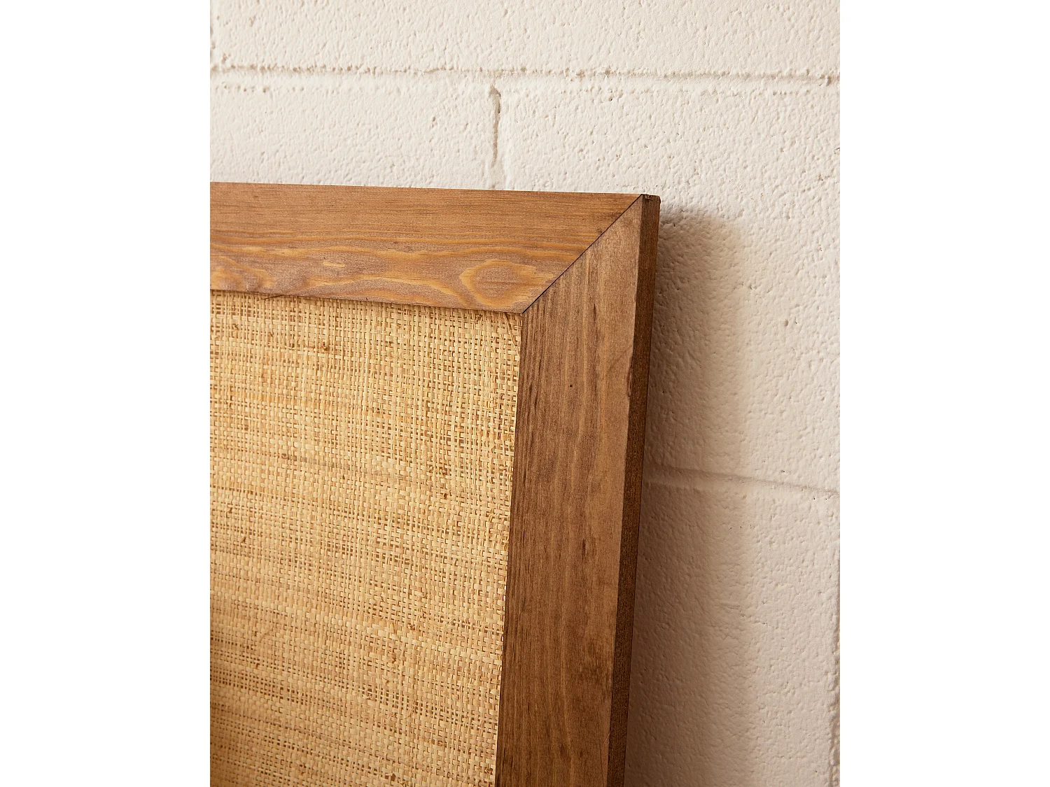 Tête de lit en bois de pin et raphia vieilli 200x60cm - ELLEN RAFIA - DECOWOOD