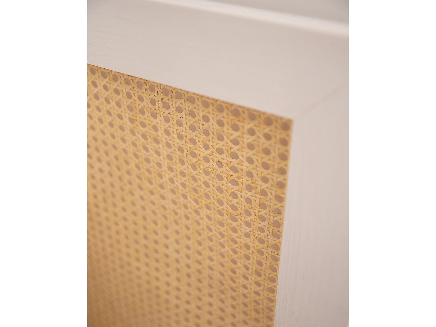 Tête de lit en bois de pin et cannage couleur blanche 200x60cm - ELLEN CANNAGE - DECOWOOD