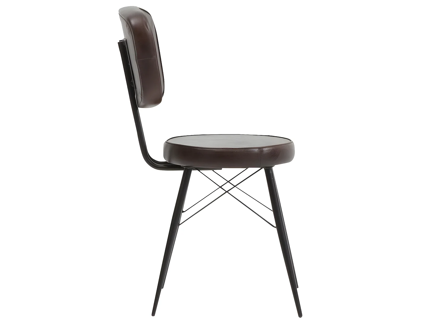 Chaise en cuir marron foncé Pharell (lot de 2)