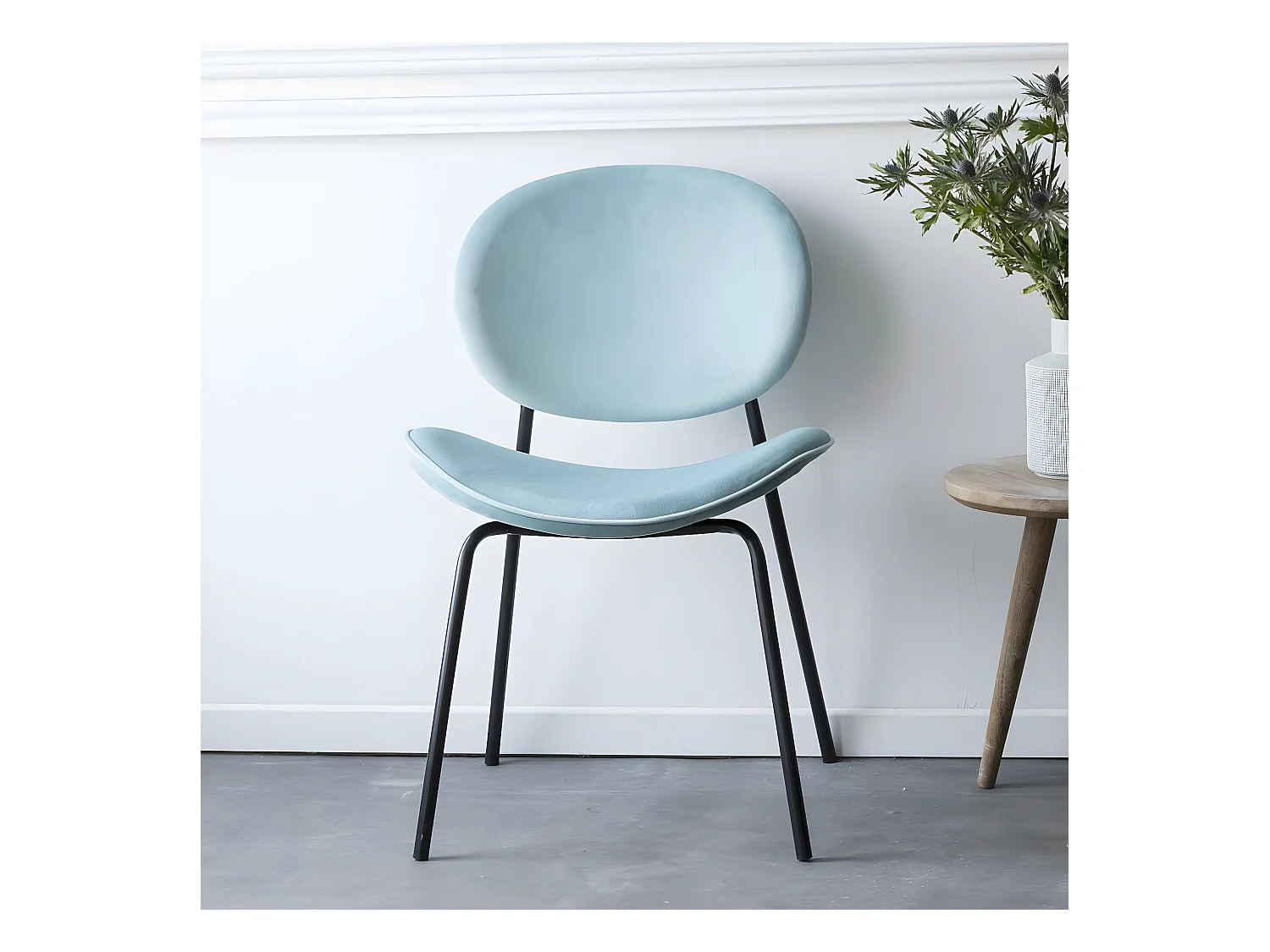 Chaise en velours bleu turquoise Sohane (lot de 2)