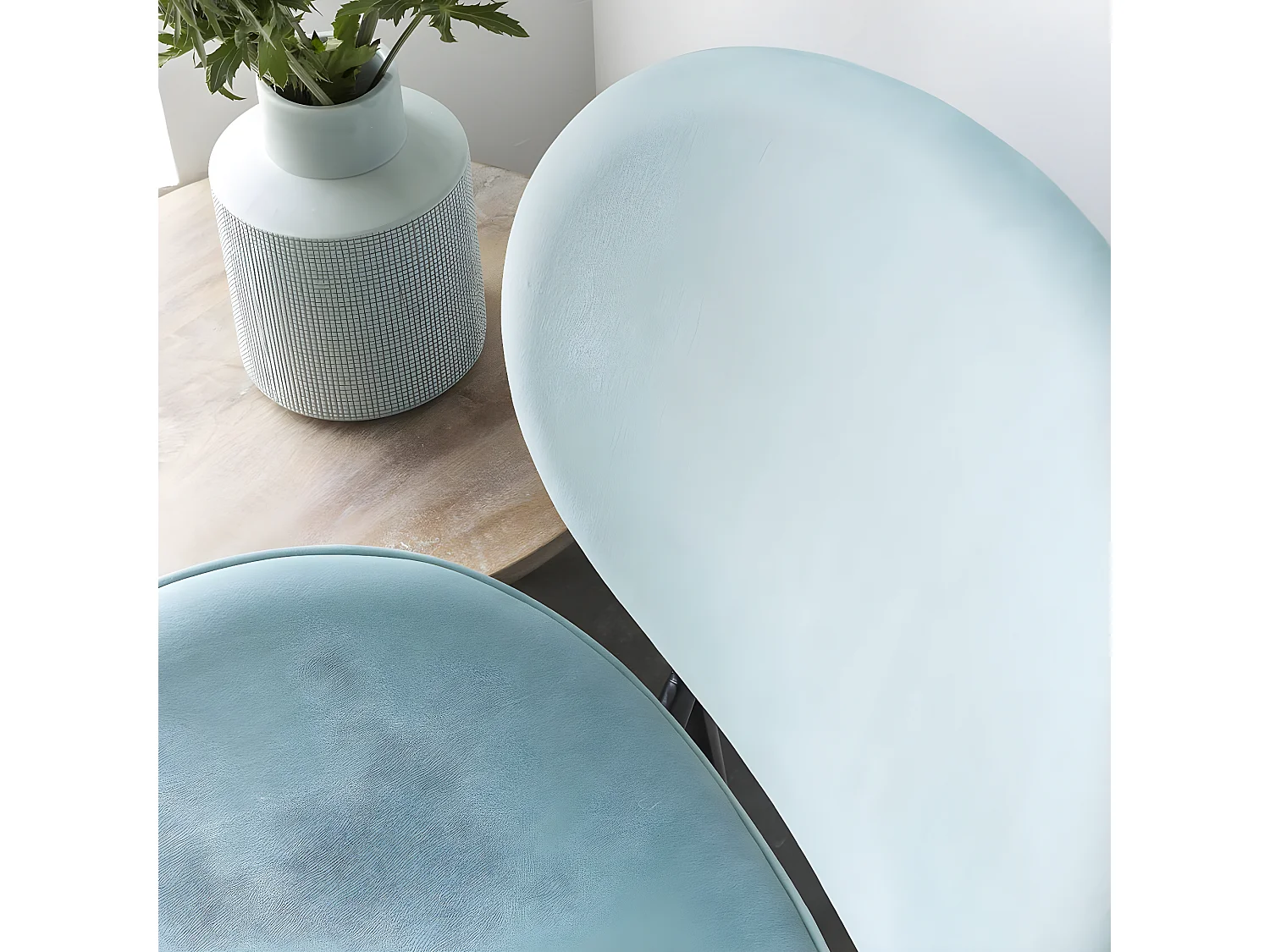 Juego de 2 sillas de terciopelo azul turquesa Sohane con patas de compás vintage