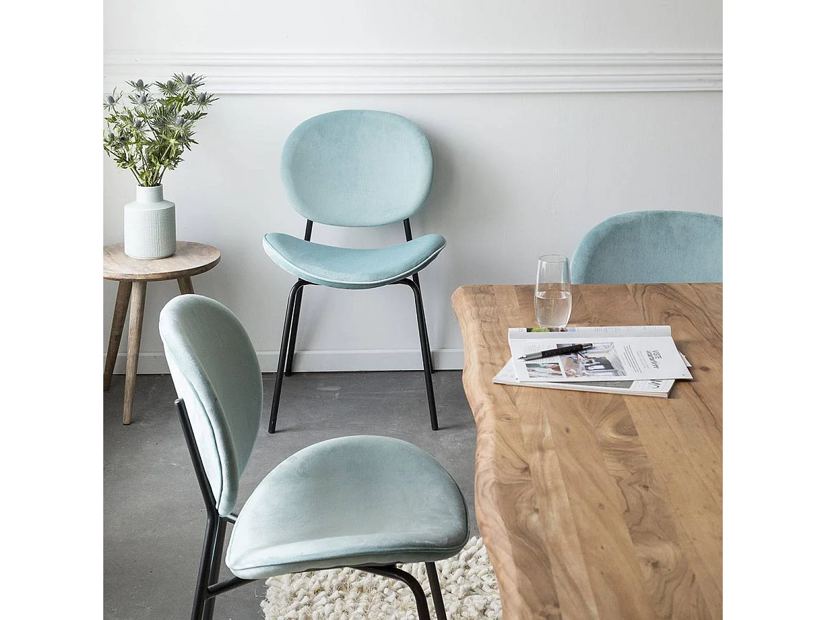 Chaise en velours bleu turquoise Sohane (lot de 2)