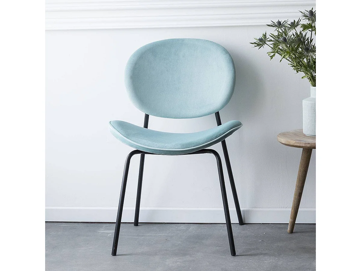 Chaise en velours bleu turquoise Sohane (lot de 2)