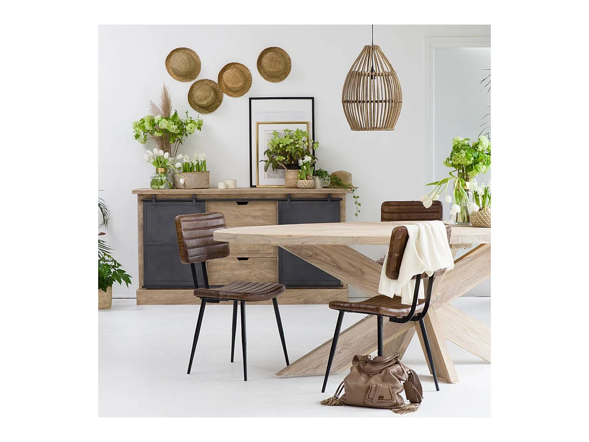 Chaise en cuir marron Dune (lot de 2)