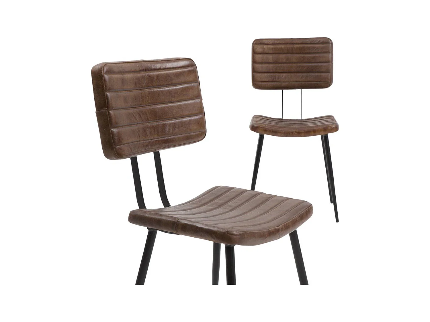 Chaise en cuir marron Dune (lot de 2)