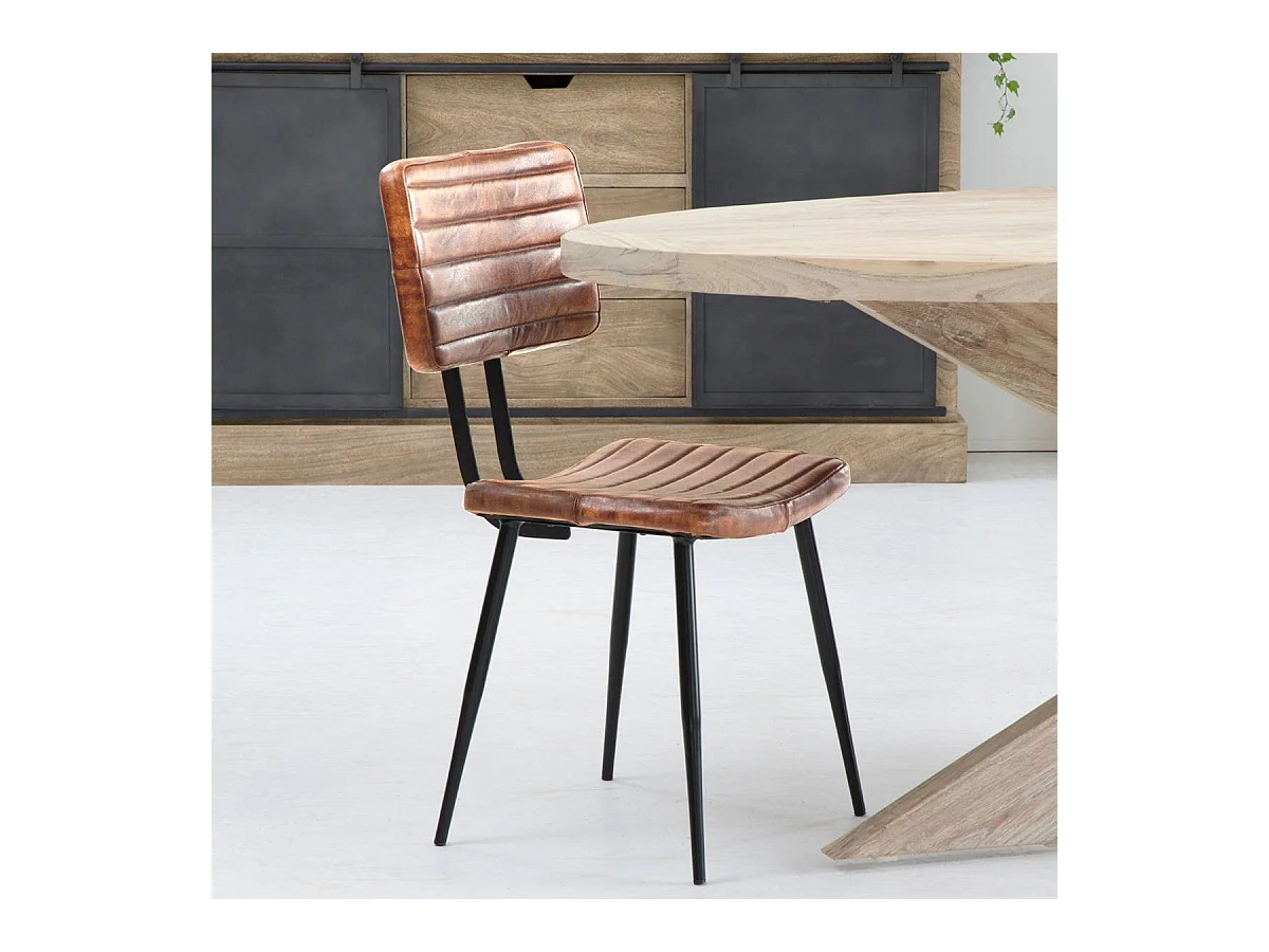 Chaise en cuir marron Dune (lot de 2)